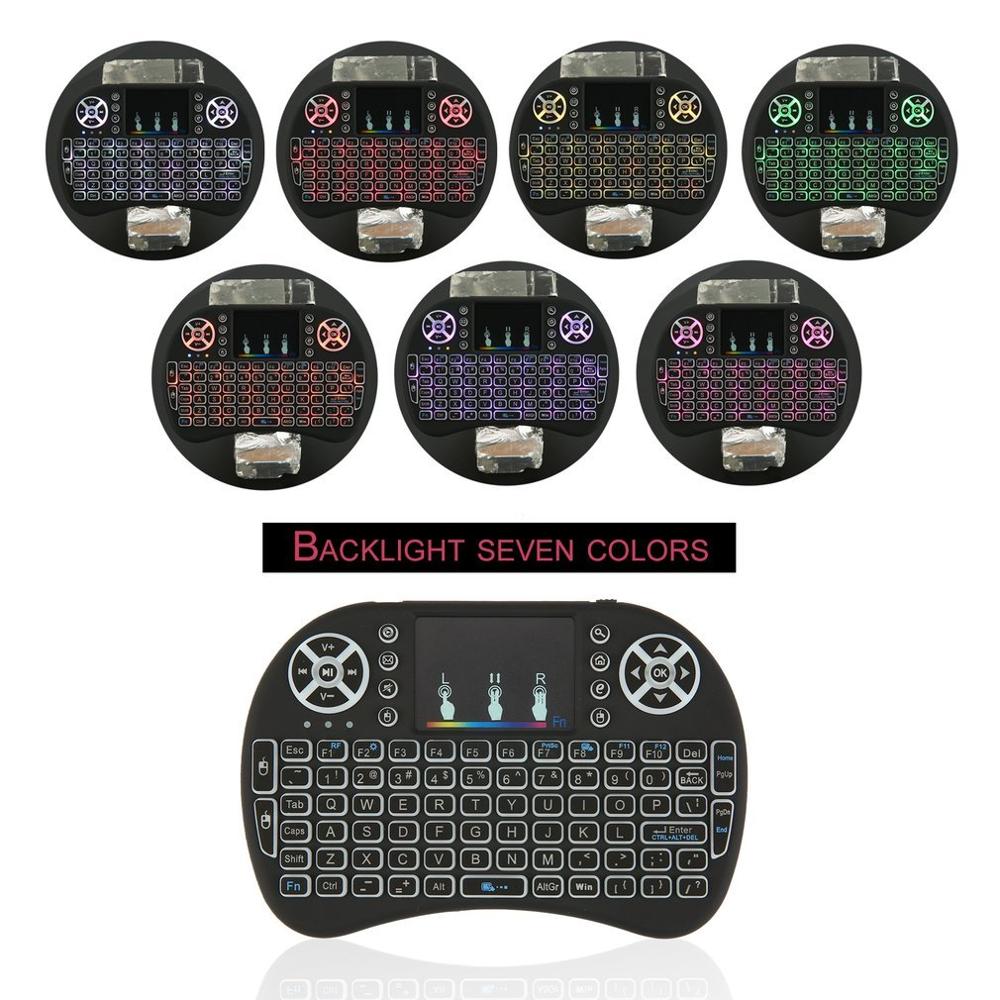 2.4GHz Mini Wireless Remote Keyboard with Touchpad Mouse for Android TV Box Colourful LED Backlight Rechargable Li-ion Battery 2.4GHz Mini Wireless Remote Keyboard with Touchpad Mouse for Android TV Box Colourful LED Backlight Rechargable Li-ion Battery