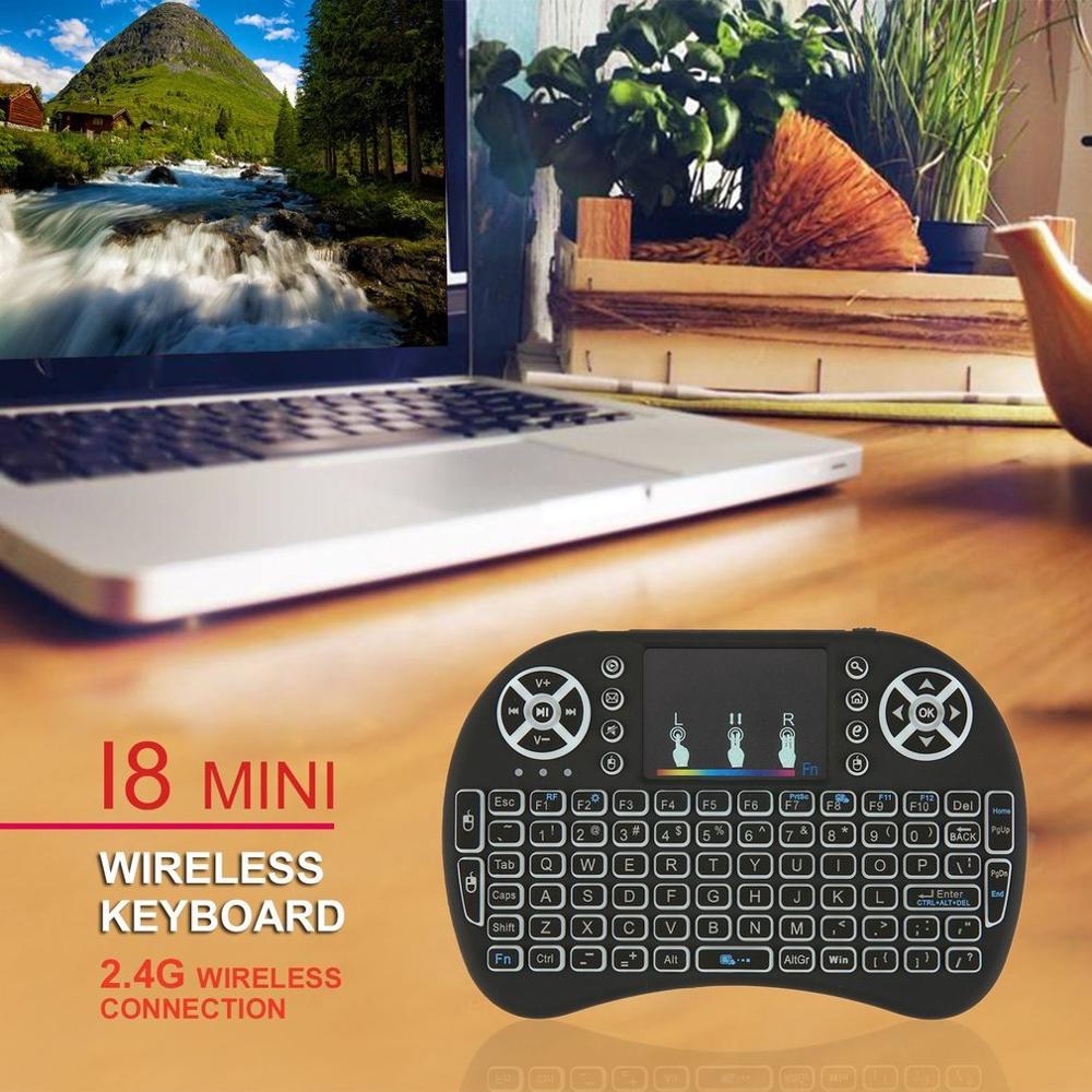 2.4GHz Mini Wireless Remote Keyboard with Touchpad Mouse for Android TV Box Colourful LED Backlight Rechargable Li-ion Battery 2.4GHz Mini Wireless Remote Keyboard with Touchpad Mouse for Android TV Box Colourful LED Backlight Rechargable Li-ion Battery