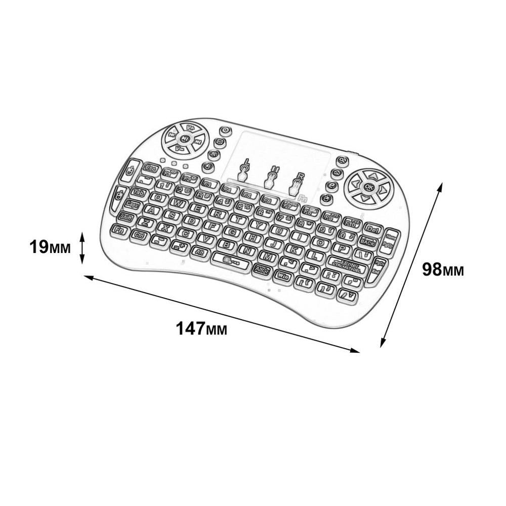 2.4GHz Mini Wireless Remote Keyboard with Touchpad Mouse for Android TV Box Colourful LED Backlight Rechargable Li-ion Battery 2.4GHz Mini Wireless Remote Keyboard with Touchpad Mouse for Android TV Box Colourful LED Backlight Rechargable Li-ion Battery