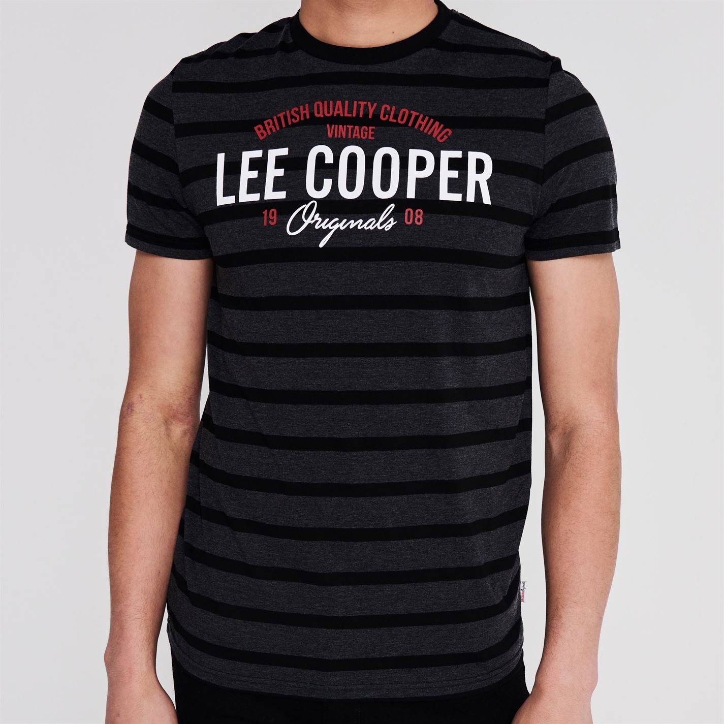 Lee Cooper Stripe Logo T Shirt Mens Gents Crew Neck Tee Top Short Sleeve Cotton Lee Cooper Stripe Logo T Shirt Mens Gents Crew Neck Tee Top Short Sleeve Cotton