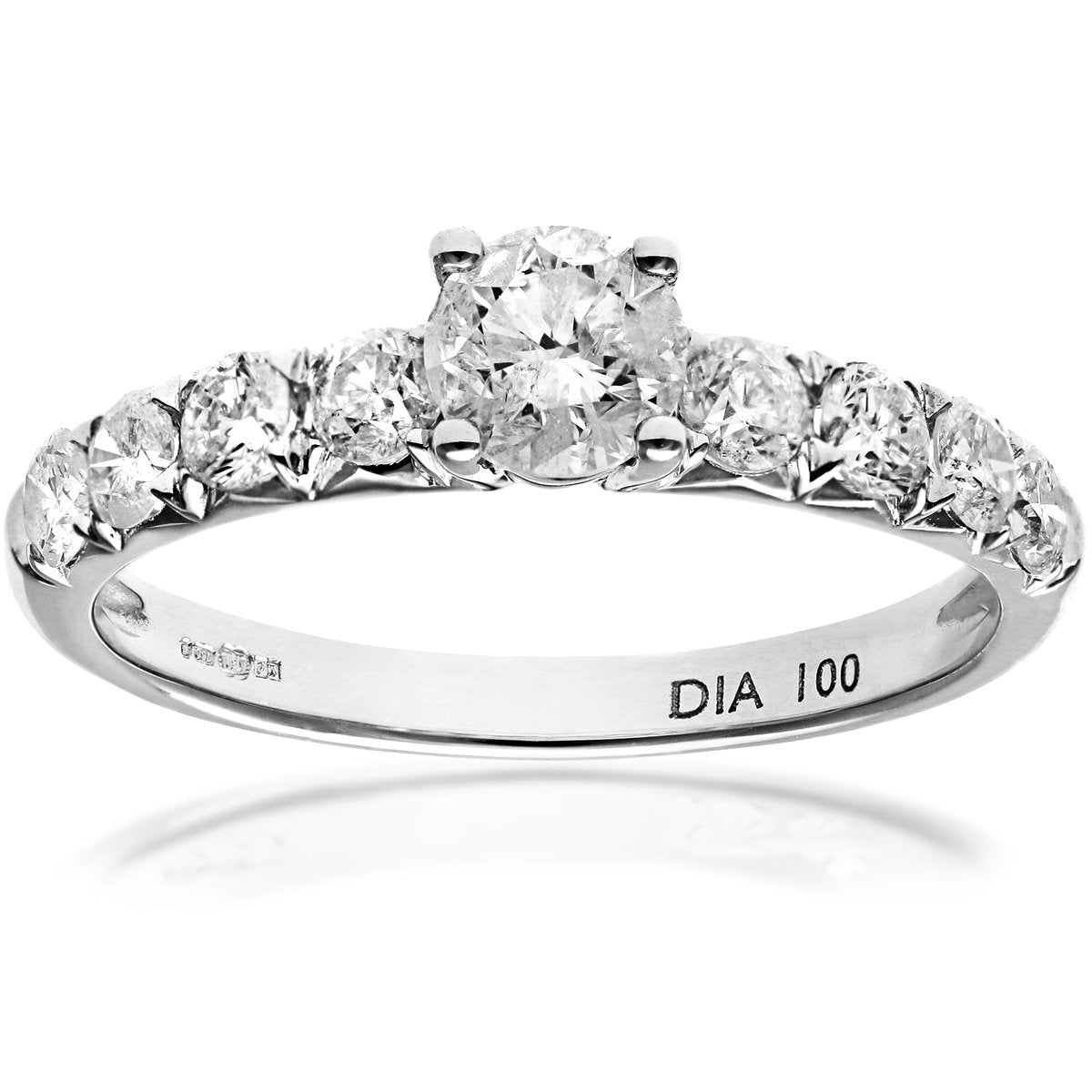 Naava 18ct White Gold Shoulder Set Engagement Ring, IJ/I Certified Diamonds, Round Brilliant Naava 18ct White Gold Shoulder Set Engagement Ring, IJ/I Certified Diamonds, Round Brilliant