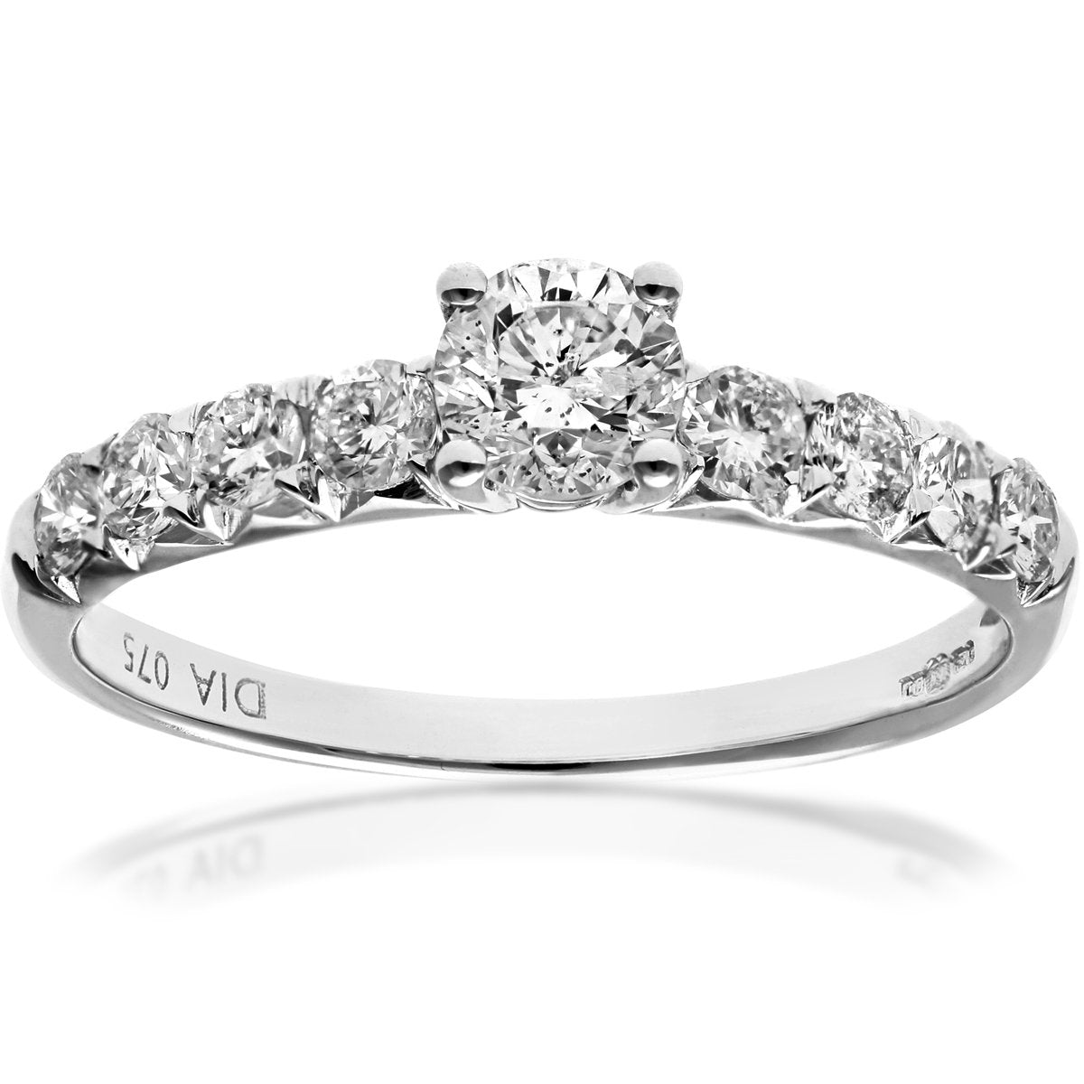 Naava 18ct White Gold Shoulder Set Engagement Ring, IJ/I Certified Diamonds, Round Brilliant Naava 18ct White Gold Shoulder Set Engagement Ring, IJ/I Certified Diamonds, Round Brilliant