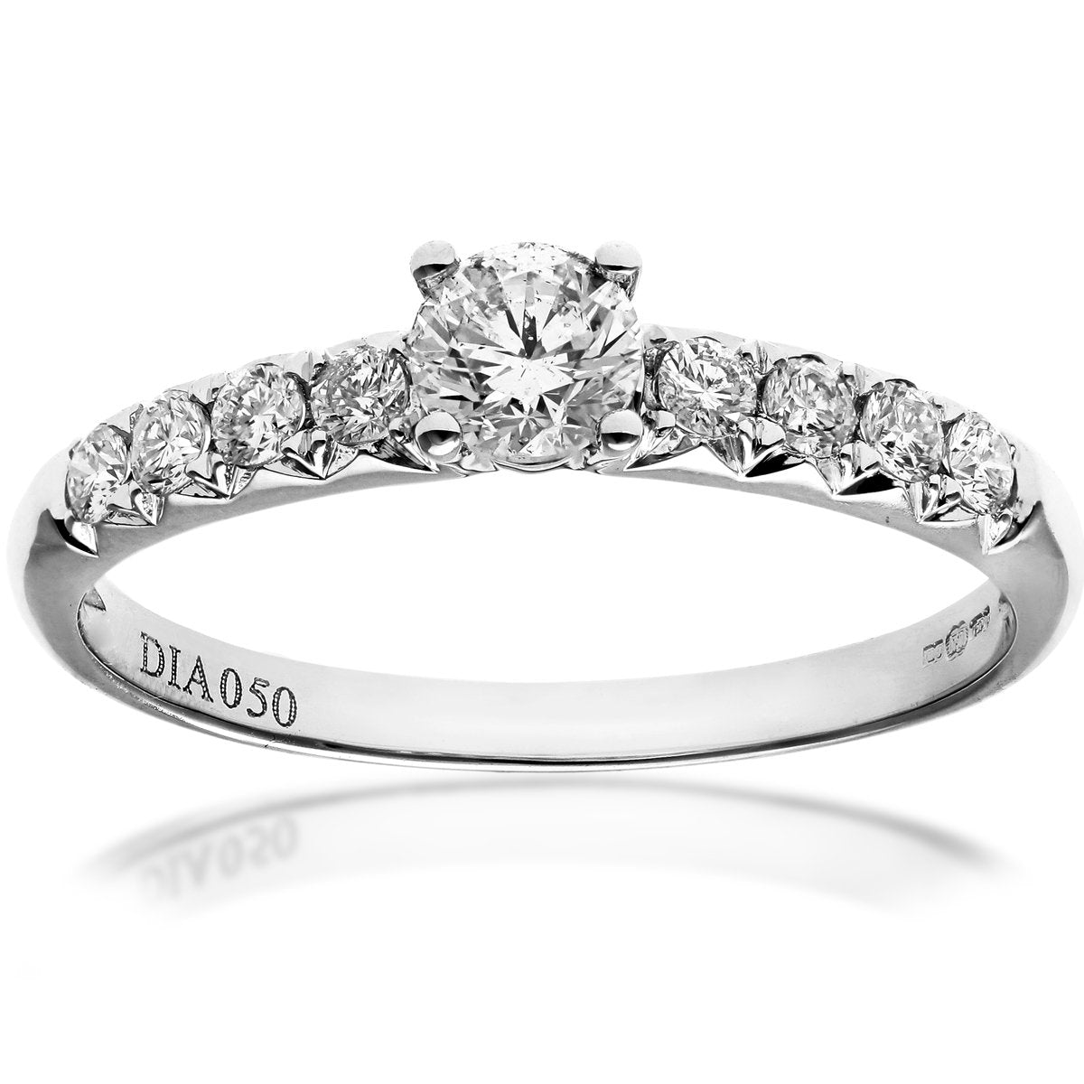 Naava 18ct White Gold Shoulder Set Engagement Ring, IJ/I Certified Diamonds, Round Brilliant Naava 18ct White Gold Shoulder Set Engagement Ring, IJ/I Certified Diamonds, Round Brilliant