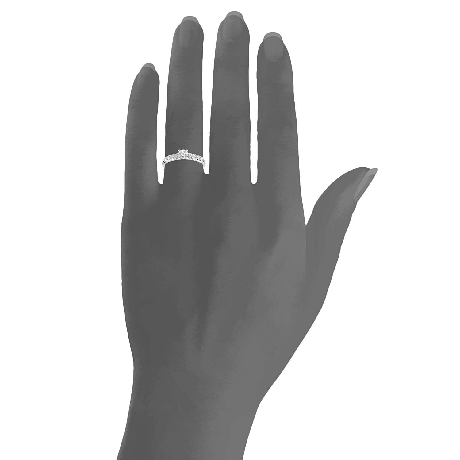 Naava 18ct White Gold Shoulder Set Engagement Ring, IJ/I Certified Diamonds, Round Brilliant Naava 18ct White Gold Shoulder Set Engagement Ring, IJ/I Certified Diamonds, Round Brilliant