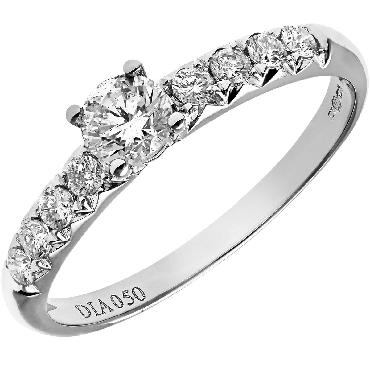 Naava 18ct White Gold Shoulder Set Engagement Ring, IJ/I Certified Diamonds, Round Brilliant Naava 18ct White Gold Shoulder Set Engagement Ring, IJ/I Certified Diamonds, Round Brilliant