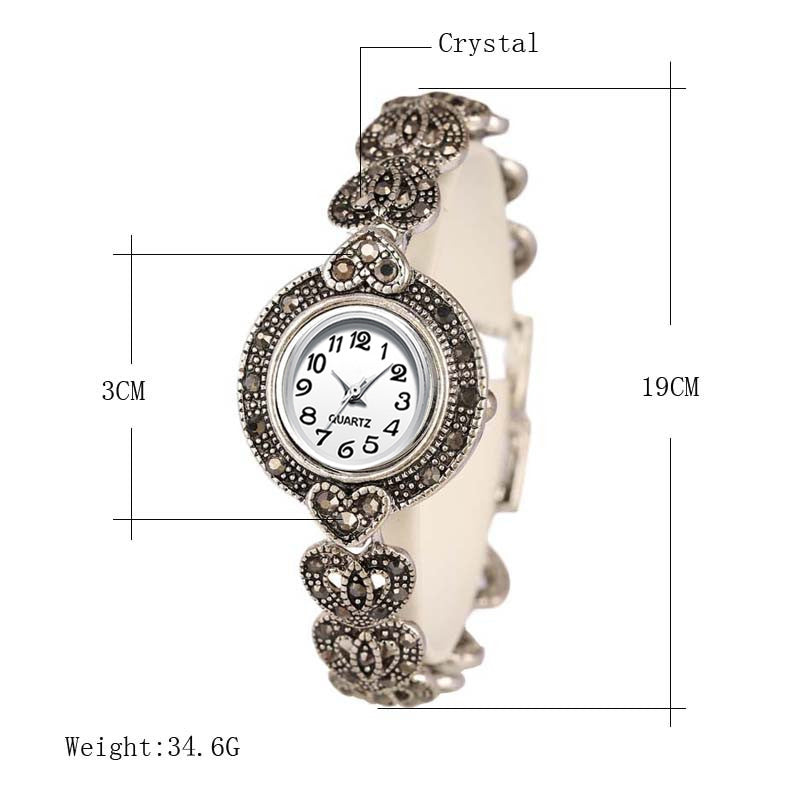 REVELRY 2019 New Luxury Quartz Watch Women Fashion Antique Silver Women's Watches Bright Black Crystal Vintage Bracelet Watch REVELRY 2019 New Luxury Quartz Watch Women Fashion Antique Silver Women's Watches Bright Black Crystal Vintage Bracelet Watch