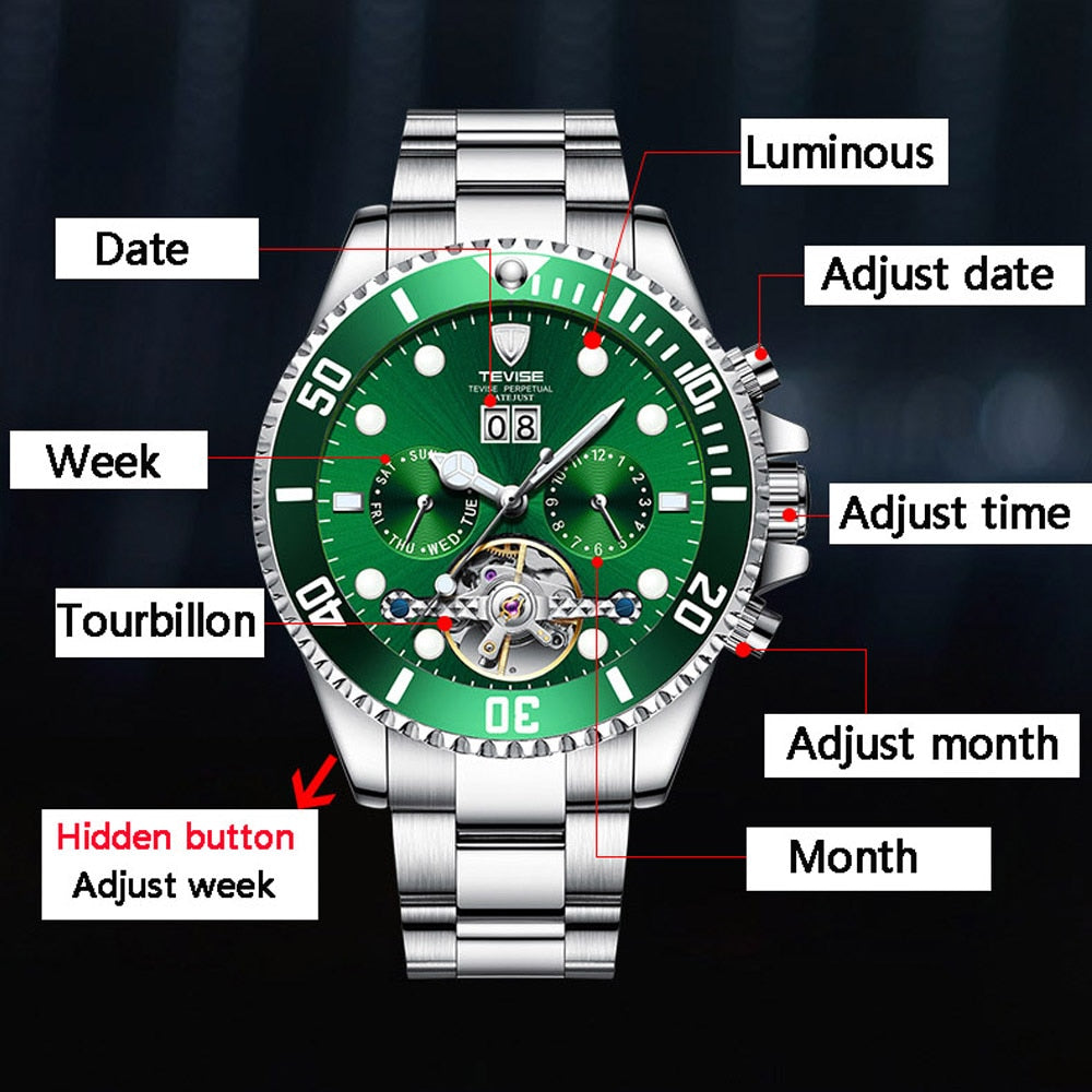 TEVISE Automatic Mechanical Watches Tourbillon Sports Luxury Brand Men's Watches Self Winding Male Wristwatch Relogio Masculino TEVISE Automatic Mechanical Watches Tourbillon Sports Luxury Brand Men's Watches Self Winding Male Wristwatch Relogio Masculino