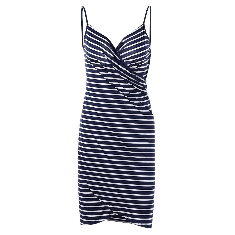Wipalo 2019 Sexy Backless Women Summer Striped Dress V-neck Spaghetti Strap Women Knee-length Cover ups Beach Dresses vestidos Wipalo 2019 Sexy Backless Women Summer Striped Dress V-neck Spaghetti Strap Women Knee-length Cover ups Beach Dresses vestidos