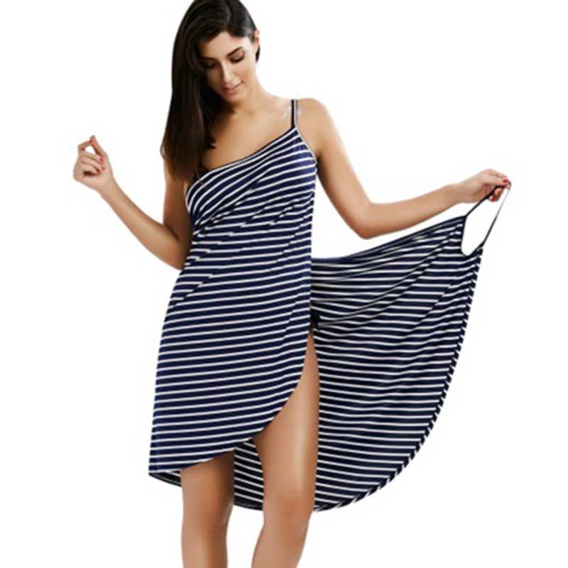 Wipalo 2019 Sexy Backless Women Summer Striped Dress V-neck Spaghetti Strap Women Knee-length Cover ups Beach Dresses vestidos Wipalo 2019 Sexy Backless Women Summer Striped Dress V-neck Spaghetti Strap Women Knee-length Cover ups Beach Dresses vestidos