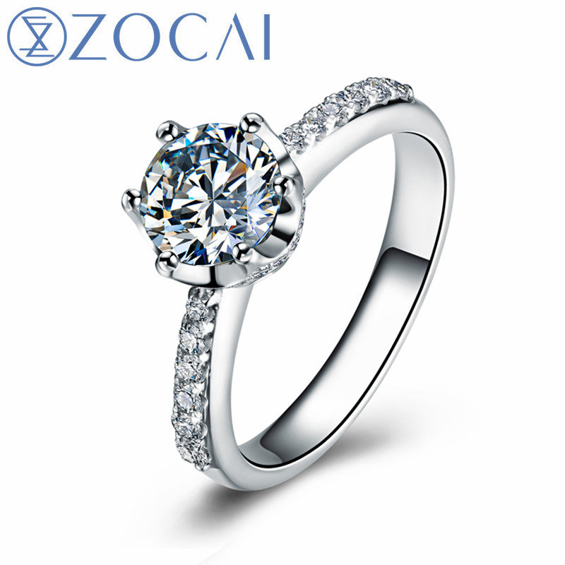 ZOCAI Real Natural 1.0 CT Certified D-E/VVS Round Cut Diamond Wedding Women Ring 18K White Gold (AU750) W04672 ZOCAI Real Natural 1.0 CT Certified D-E/VVS Round Cut Diamond Wedding Women Ring 18K White Gold (AU750) W04672
