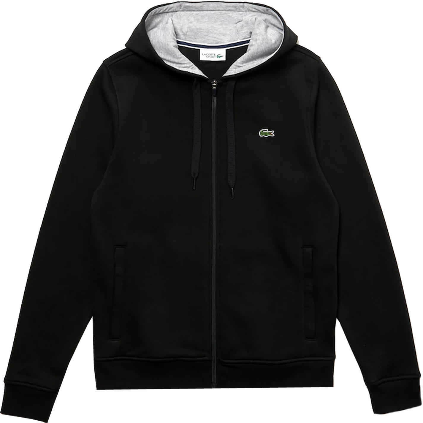 Lacoste Sport Men's Plain Full Zip Jacket Croc Drawstring Hood Grey Black Navy Lacoste Sport Men's Plain Full Zip Jacket Croc Drawstring Hood Grey Black Navy