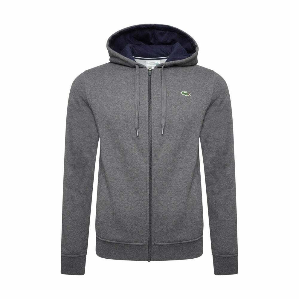 Lacoste Sport Men's Plain Full Zip Jacket Croc Drawstring Hood Grey Black Navy Lacoste Sport Men's Plain Full Zip Jacket Croc Drawstring Hood Grey Black Navy