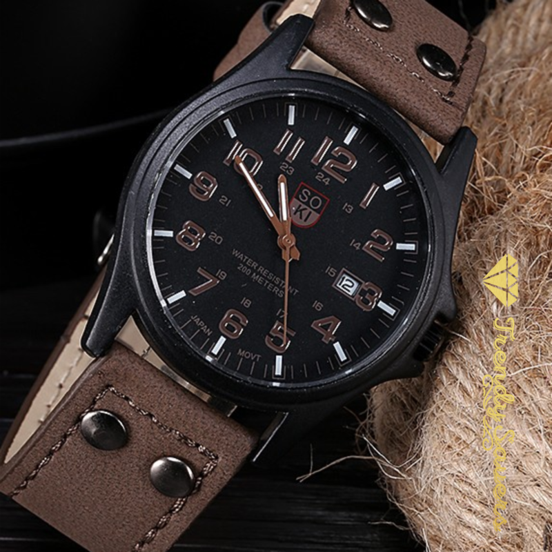 Men’s Military Leather Date Quartz Analog Army Casual Dress Wrist Watches Men’s Military Leather Date Quartz Analog Army Casual Dress Wrist Watches