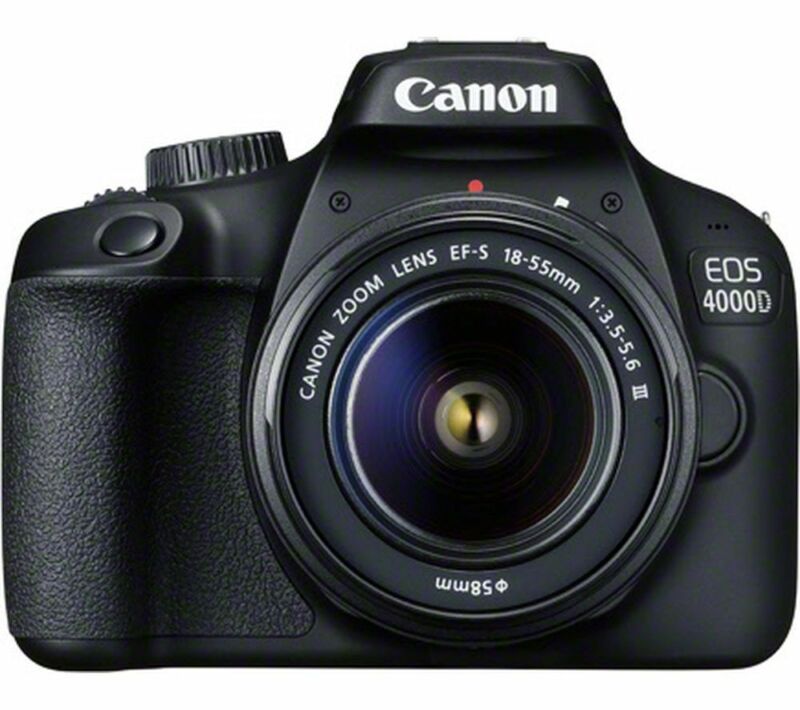 CANON EOS 4000D DSLR Camera with EF-S 18-55 mm f/3.5-5.6 III Lens - Currys CANON EOS 4000D DSLR Camera with EF-S 18-55 mm f/3.5-5.6 III Lens - Currys