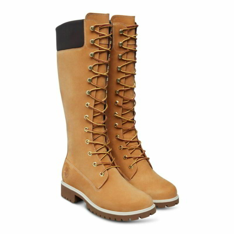 Timberland 14 Inch Tall Womens Ladies Waterproof Wheat Black Boots Size 4-8 Timberland 14 Inch Tall Womens Ladies Waterproof Wheat Black Boots Size 4-8