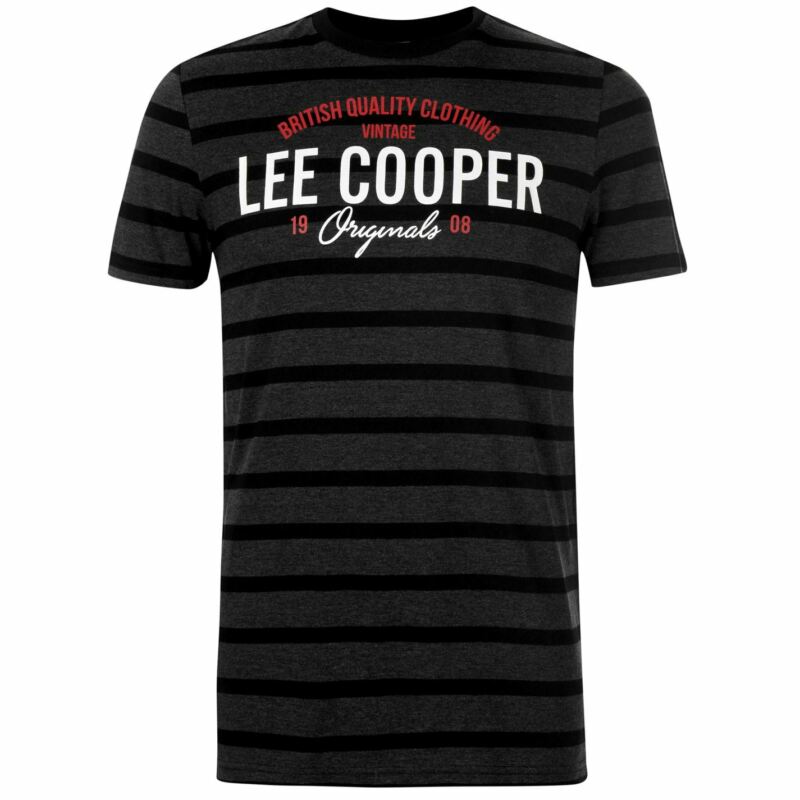 Lee Cooper Stripe Logo T Shirt Mens Gents Crew Neck Tee Top Short Sleeve Cotton Lee Cooper Stripe Logo T Shirt Mens Gents Crew Neck Tee Top Short Sleeve Cotton