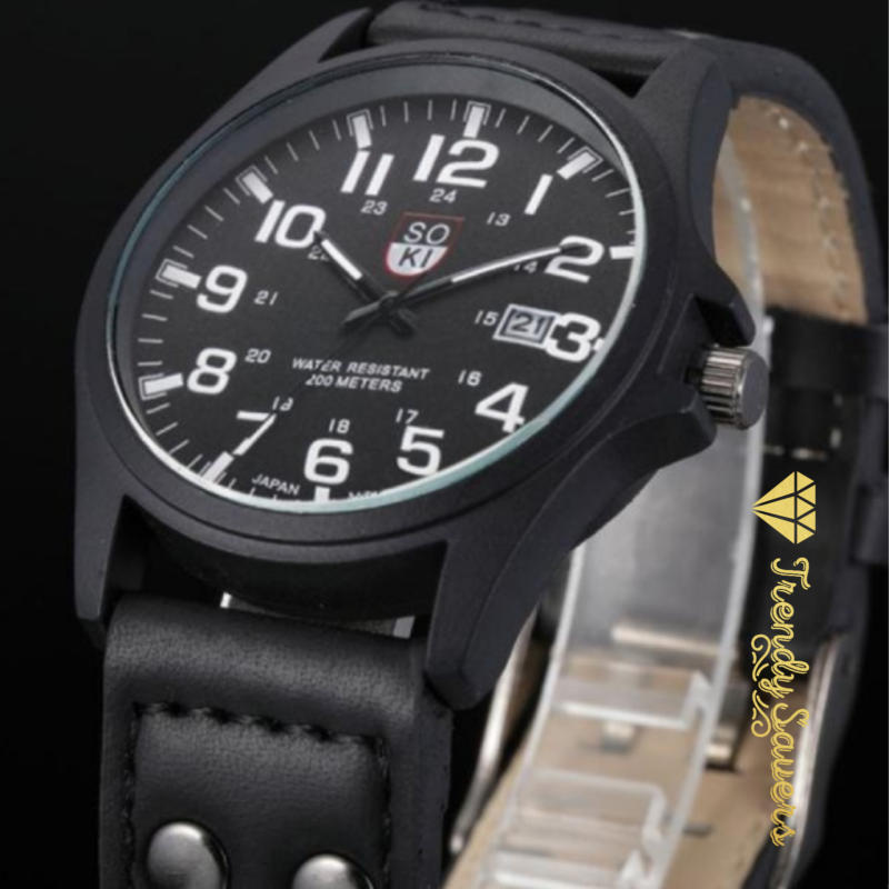 Men’s Military Leather Date Quartz Analog Army Casual Dress Wrist Watches Men’s Military Leather Date Quartz Analog Army Casual Dress Wrist Watches