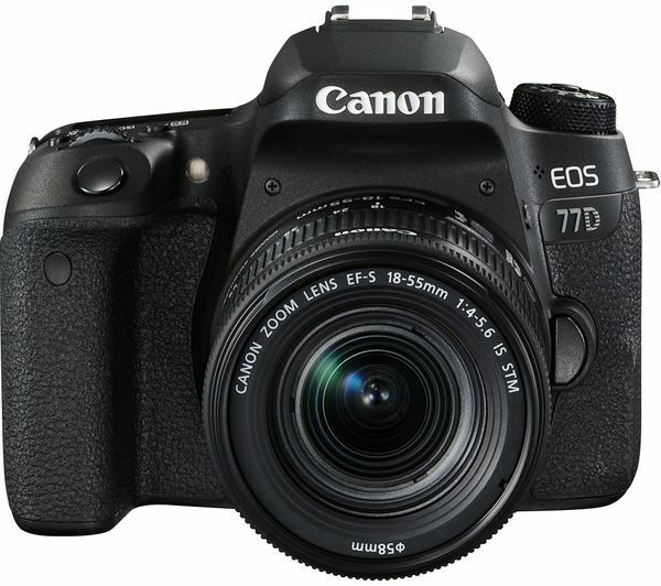 CANON EOS 77D DSLR Camera with EF-S 18-55 mm f/4-5.6 IS STM Lens - Currys CANON EOS 77D DSLR Camera with EF-S 18-55 mm f/4-5.6 IS STM Lens - Currys