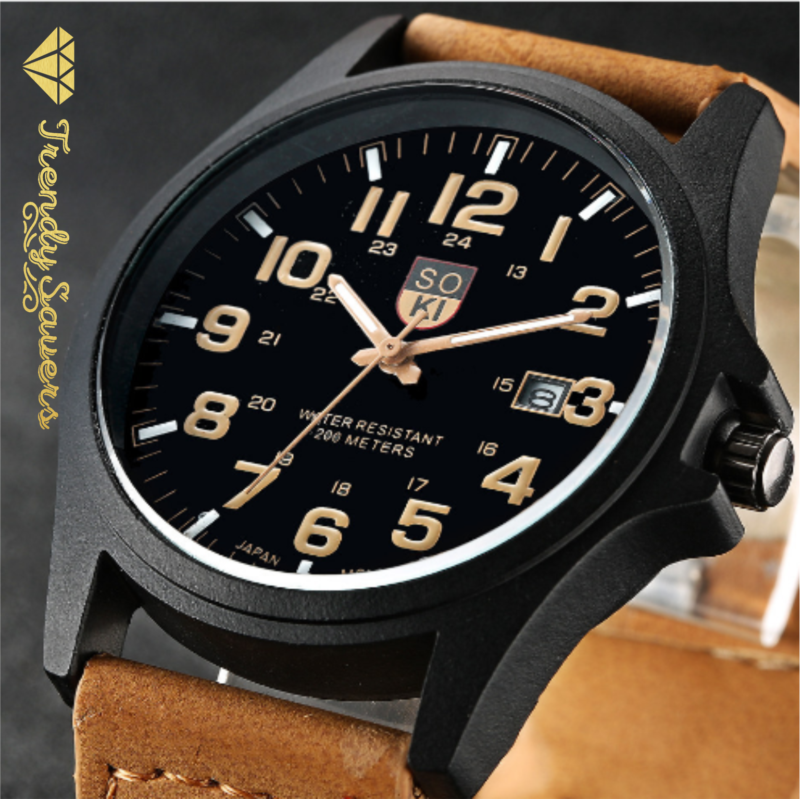 Men’s Military Leather Date Quartz Analog Army Casual Dress Wrist Watches Men’s Military Leather Date Quartz Analog Army Casual Dress Wrist Watches