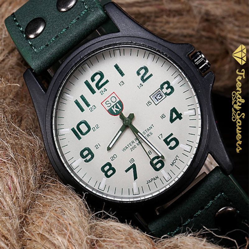Men’s Military Leather Date Quartz Analog Army Casual Dress Wrist Watches Men’s Military Leather Date Quartz Analog Army Casual Dress Wrist Watches