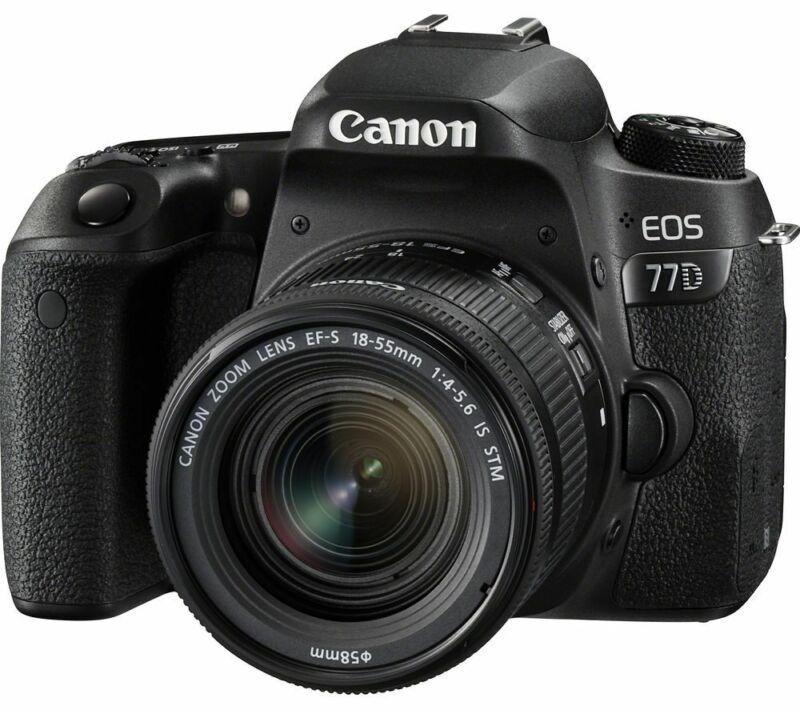 CANON EOS 77D DSLR Camera with EF-S 18-55 mm f/4-5.6 IS STM Lens - Currys CANON EOS 77D DSLR Camera with EF-S 18-55 mm f/4-5.6 IS STM Lens - Currys