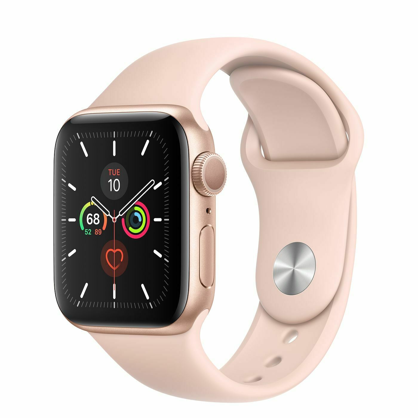 Apple Watch Series 5 40 mm Gold Aluminum Case with Pink Sand Sport Band GPS Apple Watch Series 5 40 mm Gold Aluminum Case with Pink Sand Sport Band GPS