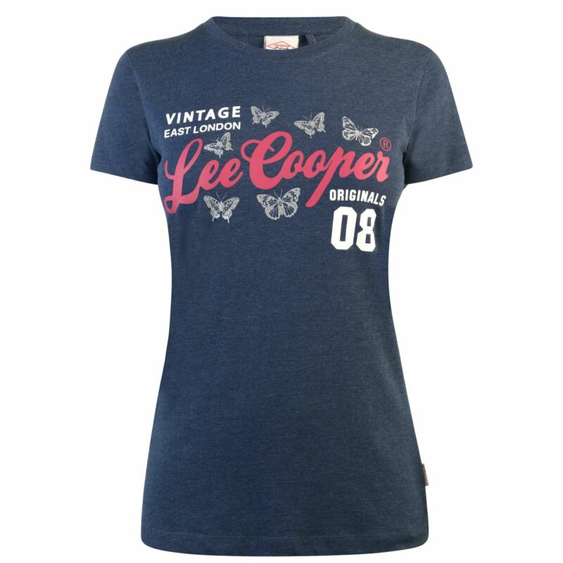Lee Cooper Large Logo Stamp T Shirt Ladies Crew Neck Tee Top Short Sleeve Lee Cooper Large Logo Stamp T Shirt Ladies Crew Neck Tee Top Short Sleeve