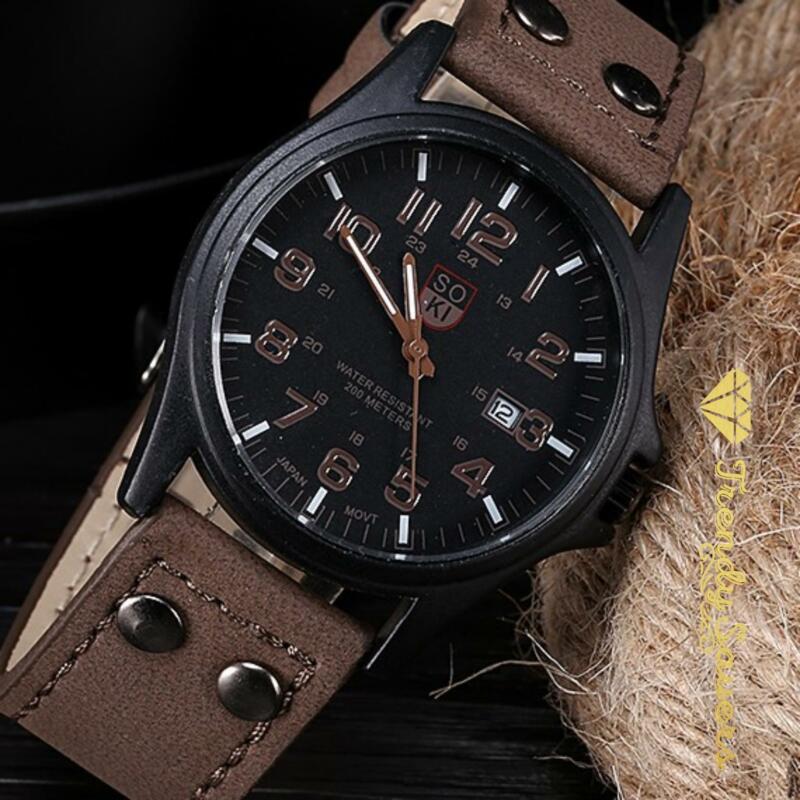 Men’s Military Leather Date Quartz Analog Army Casual Dress Wrist Watches Men’s Military Leather Date Quartz Analog Army Casual Dress Wrist Watches