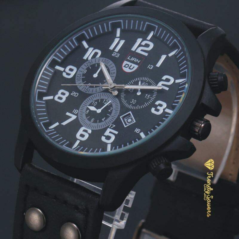 Men’s Military Leather Date Quartz Analog Army Casual Dress Wrist Watches Men’s Military Leather Date Quartz Analog Army Casual Dress Wrist Watches