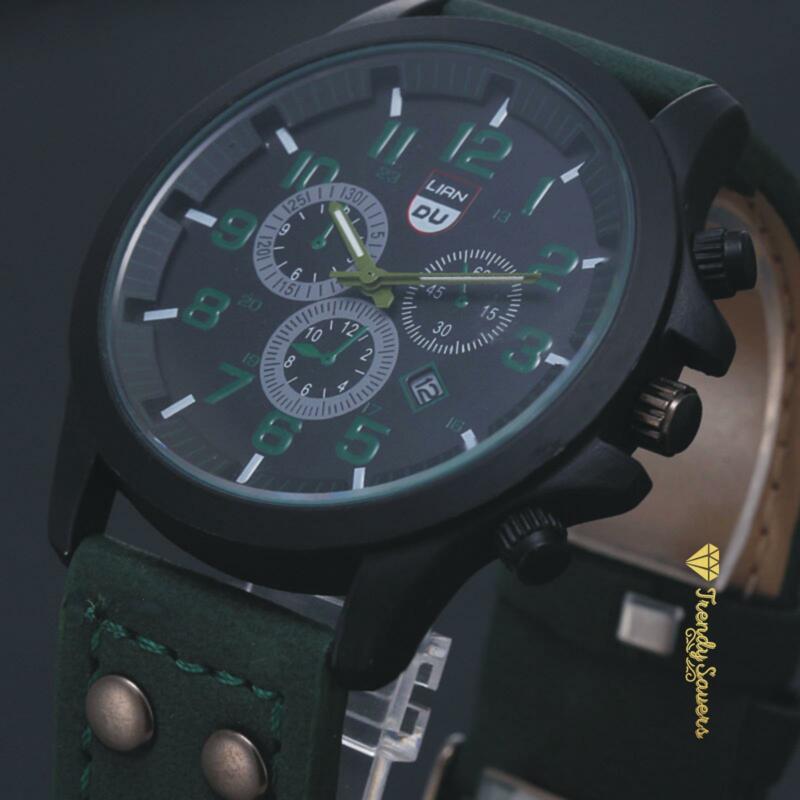 Men’s Military Leather Date Quartz Analog Army Casual Dress Wrist Watches Men’s Military Leather Date Quartz Analog Army Casual Dress Wrist Watches