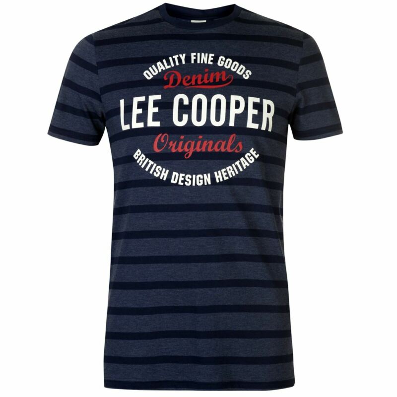 Lee Cooper Stripe Logo T Shirt Mens Gents Crew Neck Tee Top Short Sleeve Cotton Lee Cooper Stripe Logo T Shirt Mens Gents Crew Neck Tee Top Short Sleeve Cotton