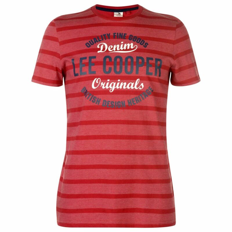 Lee Cooper Stripe Logo T Shirt Mens Gents Crew Neck Tee Top Short Sleeve Cotton Lee Cooper Stripe Logo T Shirt Mens Gents Crew Neck Tee Top Short Sleeve Cotton
