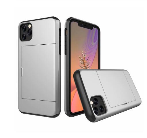 For iPhone 11 Pro Max XS X XR Case Slide Armor Wallet Card Slots Holder Cover For IPhone 7 8 6 6s Plus 5 5s TPU Shockproof Shell