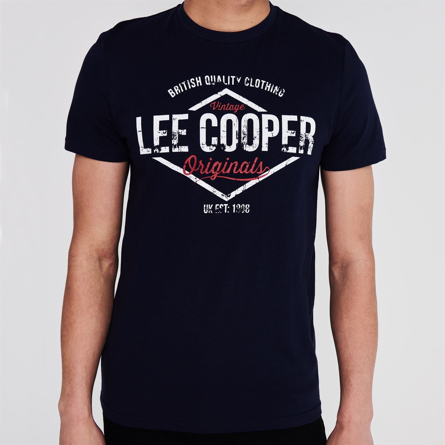 Lee Cooper Denim Co Logo T Shirt Mens Gents Crew Neck Tee Top Short Sleeve