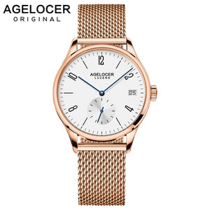 AGELOCER Switzerland Luxury Brand Watches Women Waterproof Stainless Steel Automatic Watch Ladies Sapphires Lens Bracelet Watch