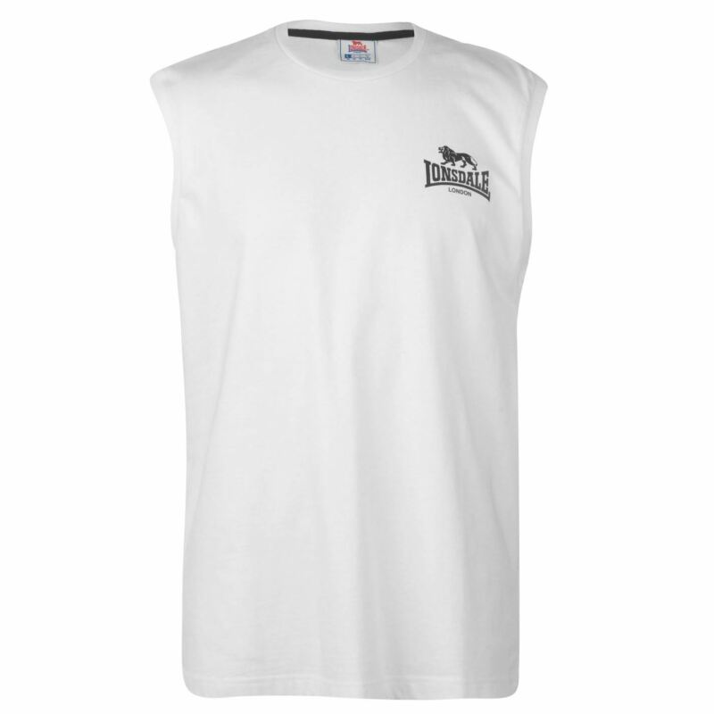 Lonsdale Sleeveless T Shirt Mens Gents Tee Top Crew Neck Lightweight