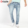 Drizzte Brand Mens Jeans Trendy Stretch Blue Grey Denim Men Slim Fit Jeans Trousers Pants Size 30 32 34 35 36 38 40 42 44 Jean
