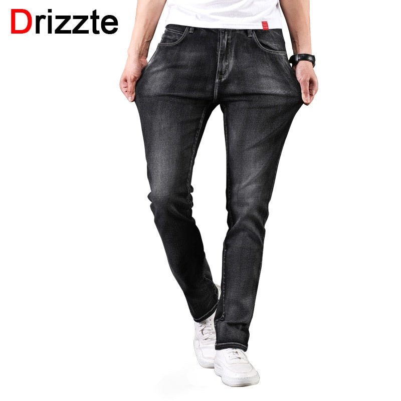 Drizzte Mens 2018 New Plus Size 28-46 Black Grey Stretch Slim Fit Jeans Denim Jean Mens Larger Big Man Pants 42 44 46