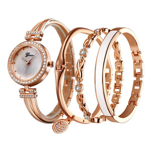 Ginave Watch Women Rose Gold Diamond Bracelet Watch Luxury Jewelry Ladies Female Girl Hour Casual Quartz Wristwatches 50pcs/lot