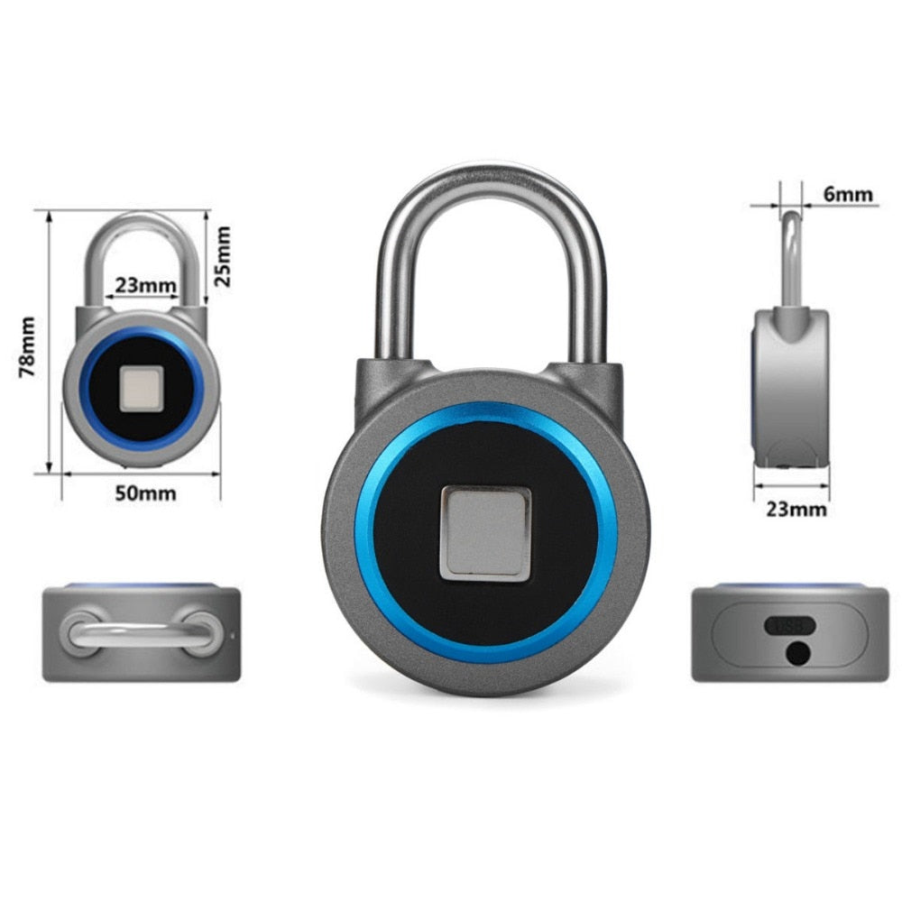 Golden Security Portable Smart Waterproof Keyless Lock APP Control Android IOS Phone Bluetooth Fingerprint Unlock Door PadLock
