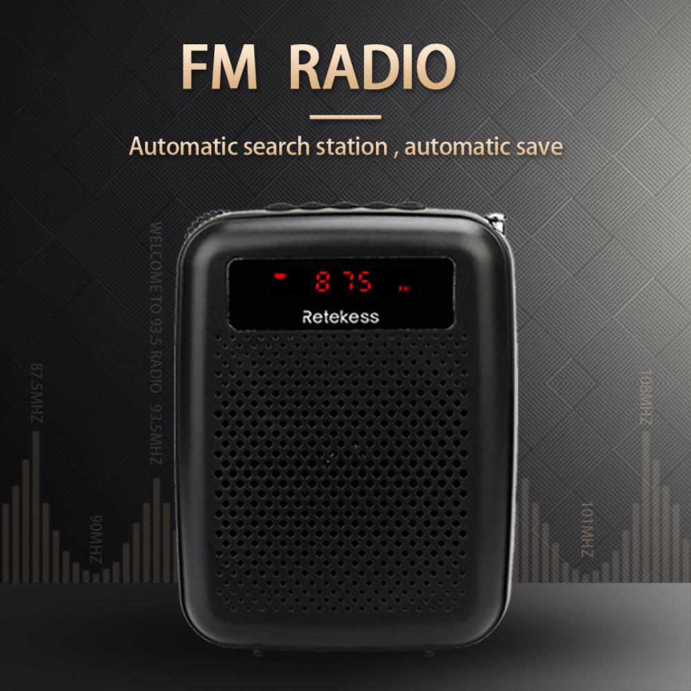 RETEKESS PR16R Megaphone Portable 12W FM Recording Voice Amplifier Teacher Microphone Speaker With Mp3 Player FM Radio Recorder