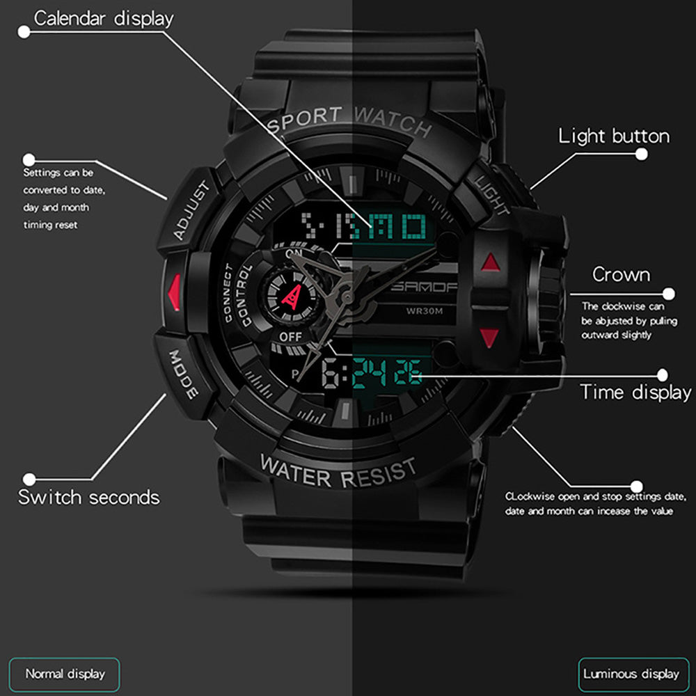 SANDA Men's Sports Digital Watches Male Military Quartz Wrist Watches Top Brand Digital-Watch waterproof Relogio Masculino