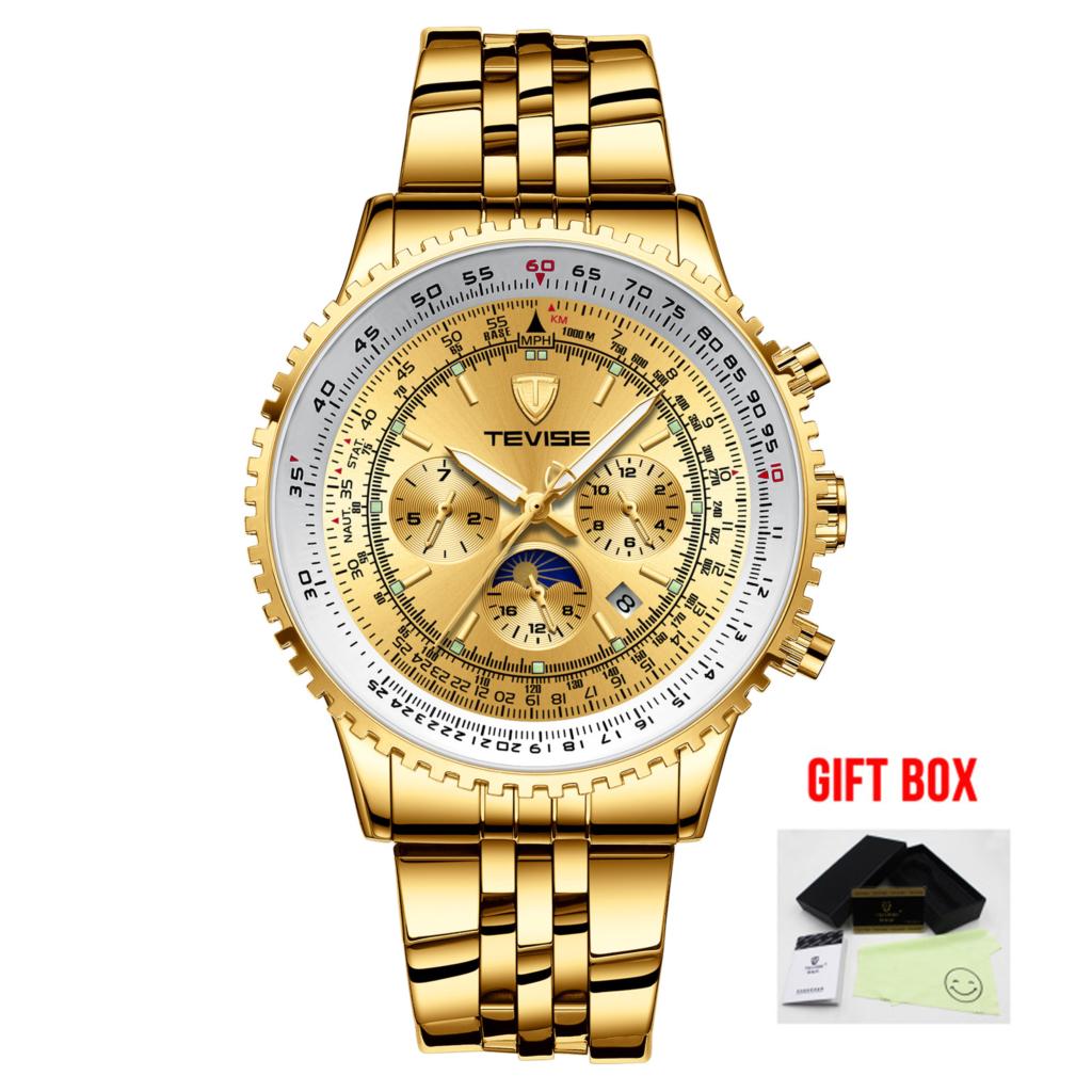 Tevise Men Watch Luxury Gold Business Casual Automatic Mechanical Watches Waterproof Wristwatches Clock Relogio Masculino 2019