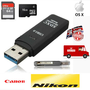 Memory Card Reader 2 in 1 Windows /MAC New USB 3.0 High Speed Micro SDXC SD TF  911991120328