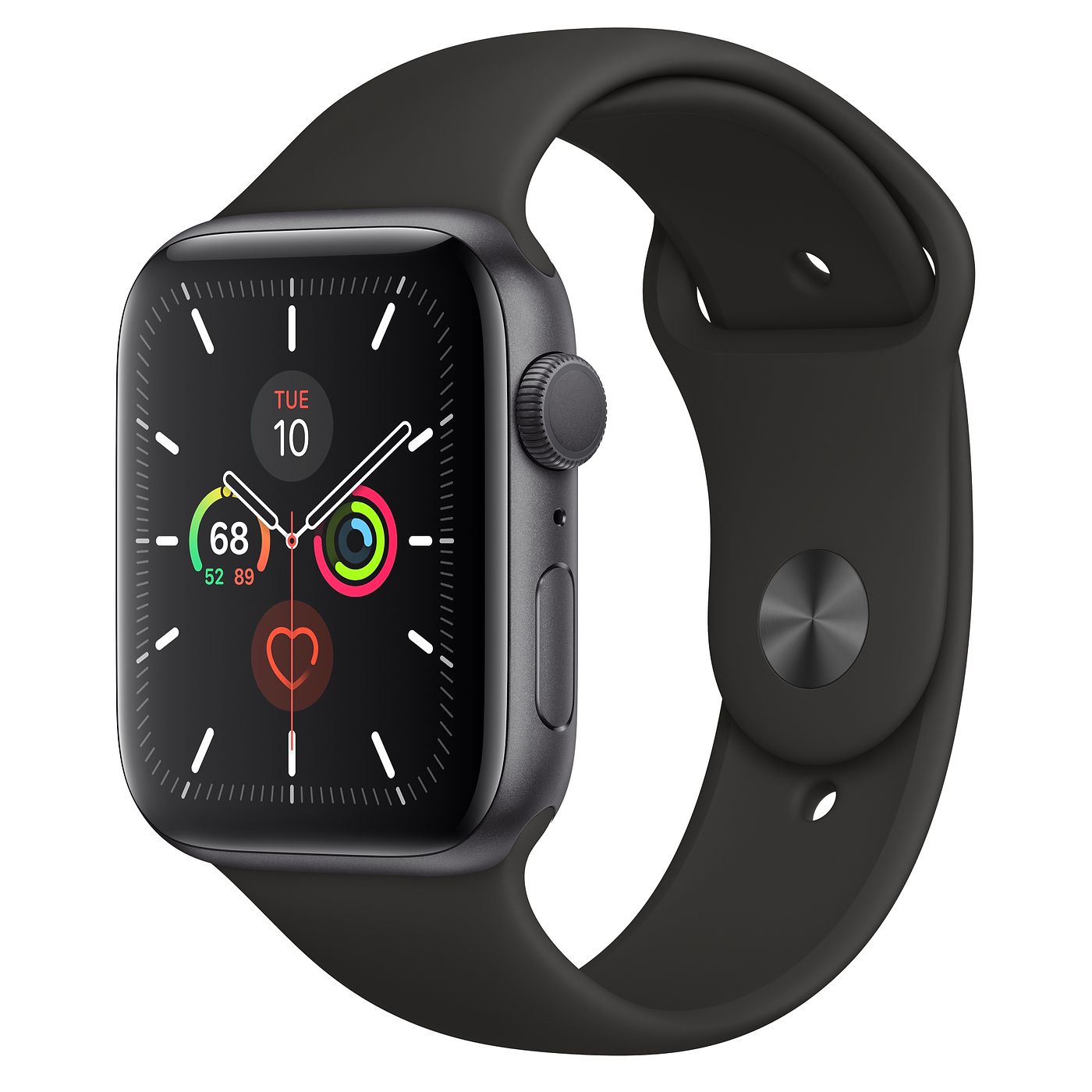 Apple Watch Series 5 44 mm Space Grey Aluminium Case with Black Sport Band GPS