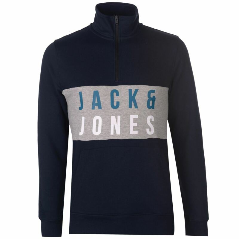 Jack and Jones Mens quarter Zip Staple Fleece Top Quarter Sweatshirt Jumper