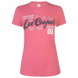 Lee Cooper Large Logo Stamp T Shirt Ladies Crew Neck Tee Top Short Sleeve