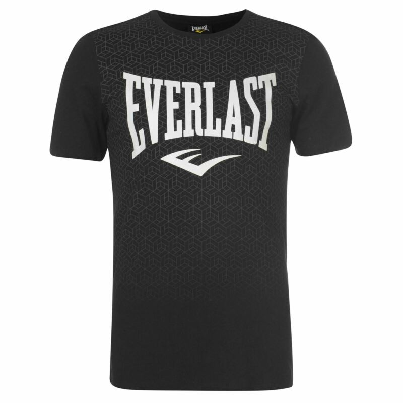 Everlast Mens Geo Print T Shirt Crew Neck Tee Top Short Sleeve Cotton Tonal